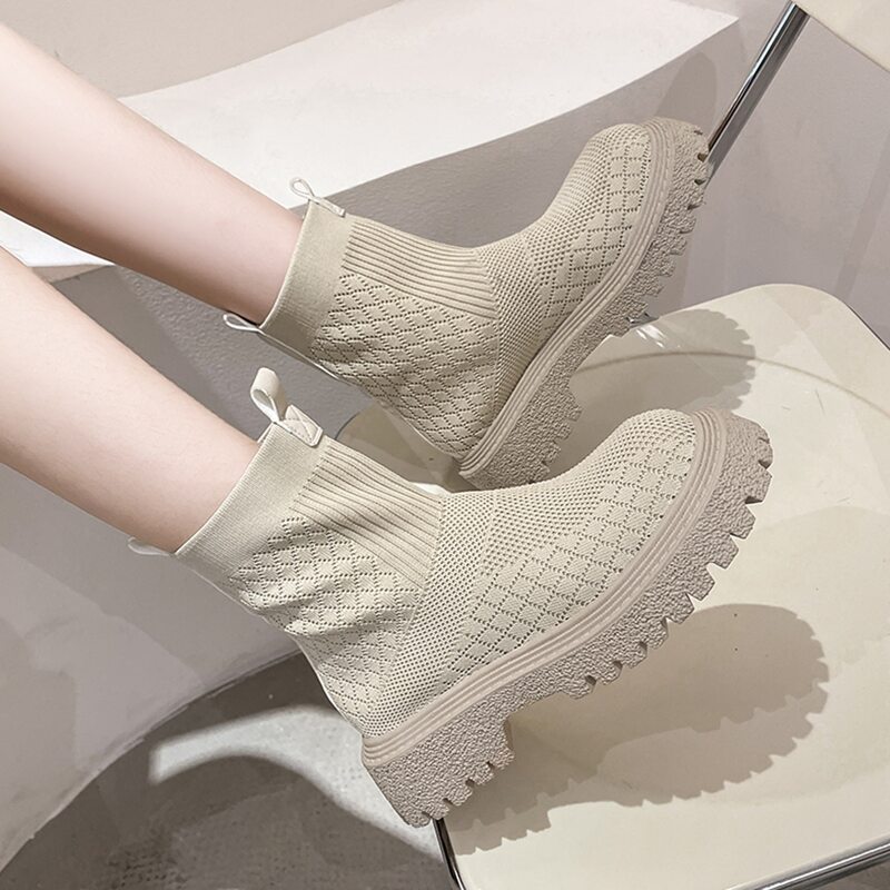 

Minimalist Sock Boots, Beige