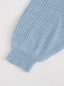 SHEIN EZwear 燈籠袖紐扣開衫 - 淺藍色 - 查看 5