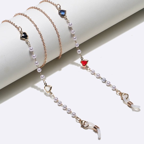 

Heart & Faux Pearl Decor Glasses Chain, Multicolor
