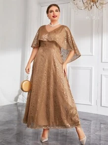 Đầm Plus Size màu trơn Hấp dẫn - Rượu sâm banh - Xem 3