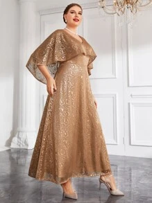 Đầm Plus Size màu trơn Hấp dẫn - Rượu sâm banh - Xem 4