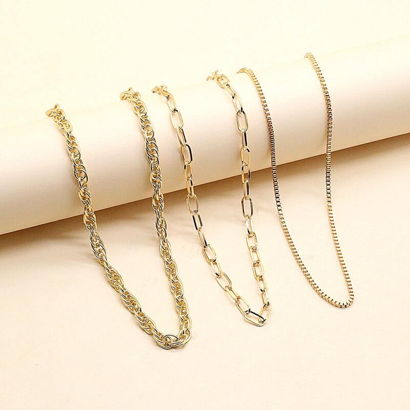 

3pcs Minimalist Chain Necklace, Gold