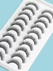 Himirell Set de 10 pares de pestañas postizas esponjosas de estilo cruzado y desordenado de 6-18mm, perfectas para citas y uso diario, pestañas postizas - Negro - Ver 2