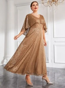 Đầm Plus Size màu trơn Hấp dẫn - Rượu sâm banh - Xem 5