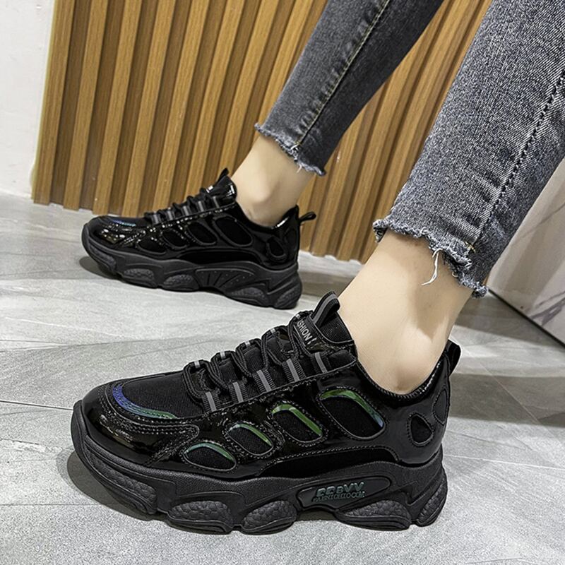 

Lace Up Front Chunky Sneakers, Black