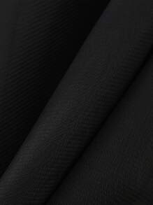 紐扣素色翻領 - 黑色 - 查看 5