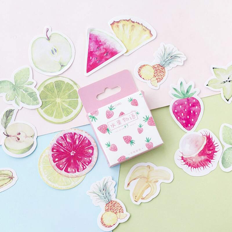 

45pcs Fruit Print Sticker, Multicolor
