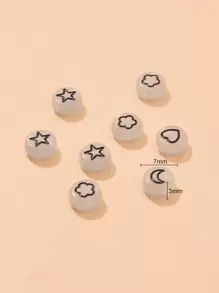 200pcs Glow In The Dark Heart & Star Pattern Bead - Black and White - View 3