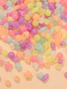 200pcs Glow In The Dark Heart & Star Shaped Bead - Multicolor - View 1