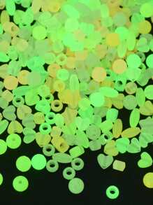 200pcs Glow In The Dark Heart & Star Shaped Bead - Multicolor - View 2