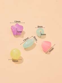 200pcs Glow In The Dark Heart & Star Shaped Bead - Multicolor - View 4