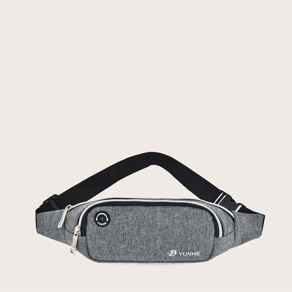 

Letter Graphic Nylon Fanny Pack, Grey