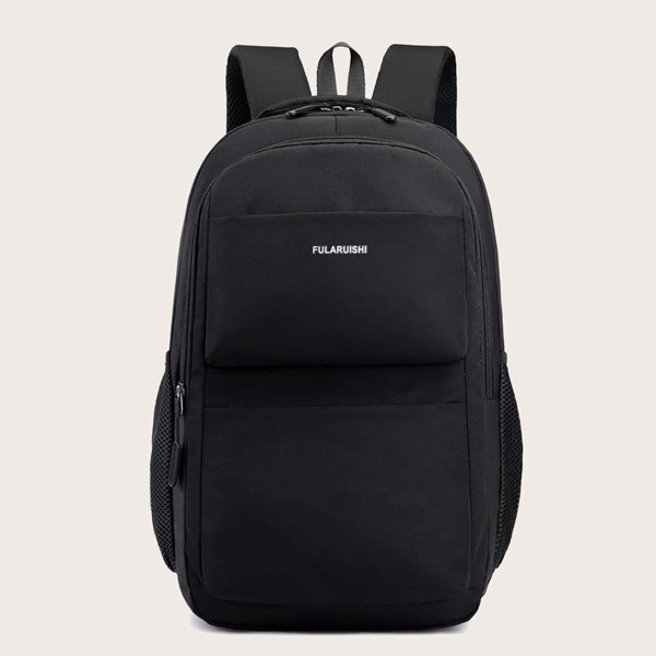

Men Letter Detail Classic Backpack, Black