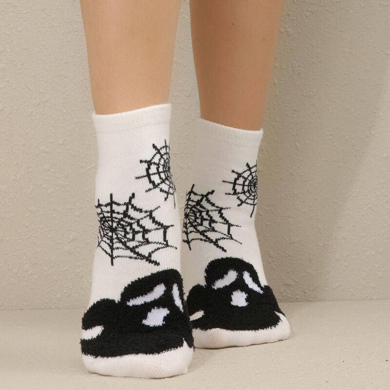 

Spider Web Print Crew Socks, White
