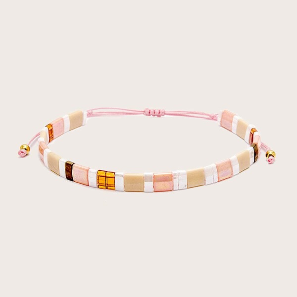 

Color Block Beaded Bracelet, Multicolor