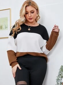 SHEIN LUNE Plus Cut And Sew Drop Shoulder Tee - Multicolor - View 1