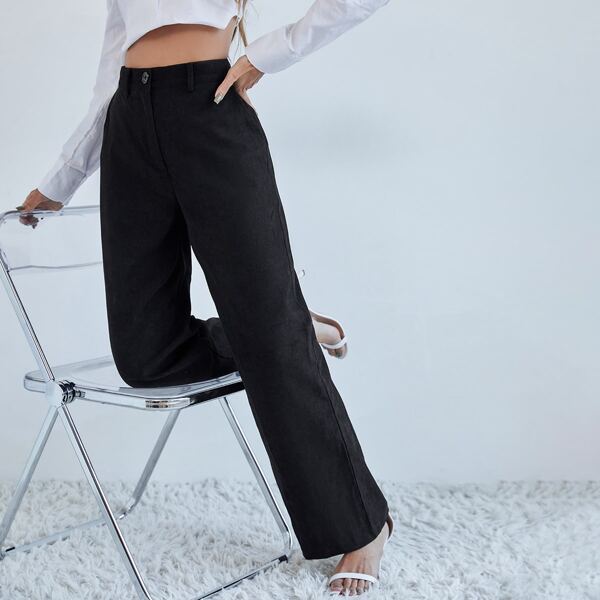 

Slant Pocket Wide Leg Pants, Black
