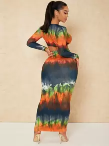 SHEIN SXY Bộ đồ hai mảnh nữ xoắn lại Cà vạt nhuộm Gợi cảm - Nhiều màu - Xem 2