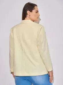 SHEIN Unity Plus Lapel Neck Double Breasted Blazer - Yellow - View 2