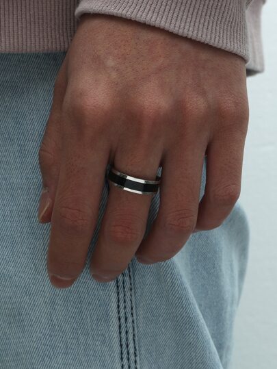 Fashionable and Popular Men Two Tone Ring Stainless Steel for Jewelry Gift and for a Stylish Look