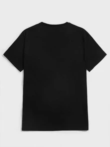 ROMWE MEN Men Cotton Car & Mountain Graphic Tee - Black - View 2