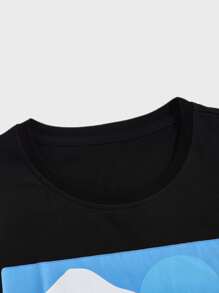 ROMWE MEN Men Cotton Car & Mountain Graphic Tee - Black - View 3