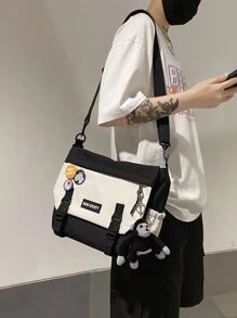 Túi đeo vai đa năng cho học sinh trung học phổ thông Túi đeo vai thường ngày Túi đeo chéo nam có huy hiệu trang trí, Túi xách đi học để du lịch, đại học, ngoài trời, thể thao, đi làm Túi đeo chéo Túi vuông cho ngày lễ Quà tặng mùa hè cho nam Túi đại học Quà tặng Ngày của cha cho bố Túi đựng sách Túi đi học ký túc xá đa năng đi làm tối giản Halloween Giáng sinh Túi nam Túi học sinh Túi đựng sách Quà tặng Scream cho nam Túi đeo chéo cho kỳ nghỉ lễ Tạ ơn mùa thu - Đen và trắng - Xem 1