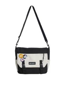 Túi đeo vai đa năng cho học sinh trung học phổ thông Túi đeo vai thường ngày Túi đeo chéo nam có huy hiệu trang trí, Túi xách đi học để du lịch, đại học, ngoài trời, thể thao, đi làm Túi đeo chéo Túi vuông cho ngày lễ Quà tặng mùa hè cho nam Túi đại học Quà tặng Ngày của cha cho bố Túi đựng sách Túi đi học ký túc xá đa năng đi làm tối giản Halloween Giáng sinh Túi nam Túi học sinh Túi đựng sách Quà tặng Scream cho nam Túi đeo chéo cho kỳ nghỉ lễ Tạ ơn mùa thu - Đen và trắng - Xem 3