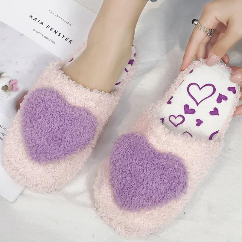 

Heart Fluffy Slippers, Purple