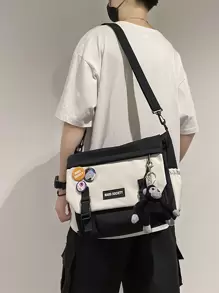 Túi đeo vai đa năng cho học sinh trung học phổ thông Túi đeo vai thường ngày Túi đeo chéo nam có huy hiệu trang trí, Túi xách đi học để du lịch, đại học, ngoài trời, thể thao, đi làm Túi đeo chéo Túi vuông cho ngày lễ Quà tặng mùa hè cho nam Túi đại học Quà tặng Ngày của cha cho bố Túi đựng sách Túi đi học ký túc xá đa năng đi làm tối giản Halloween Giáng sinh Túi nam Túi học sinh Túi đựng sách Quà tặng Scream cho nam Túi đeo chéo cho kỳ nghỉ lễ Tạ ơn mùa thu - Đen và trắng - Xem 7