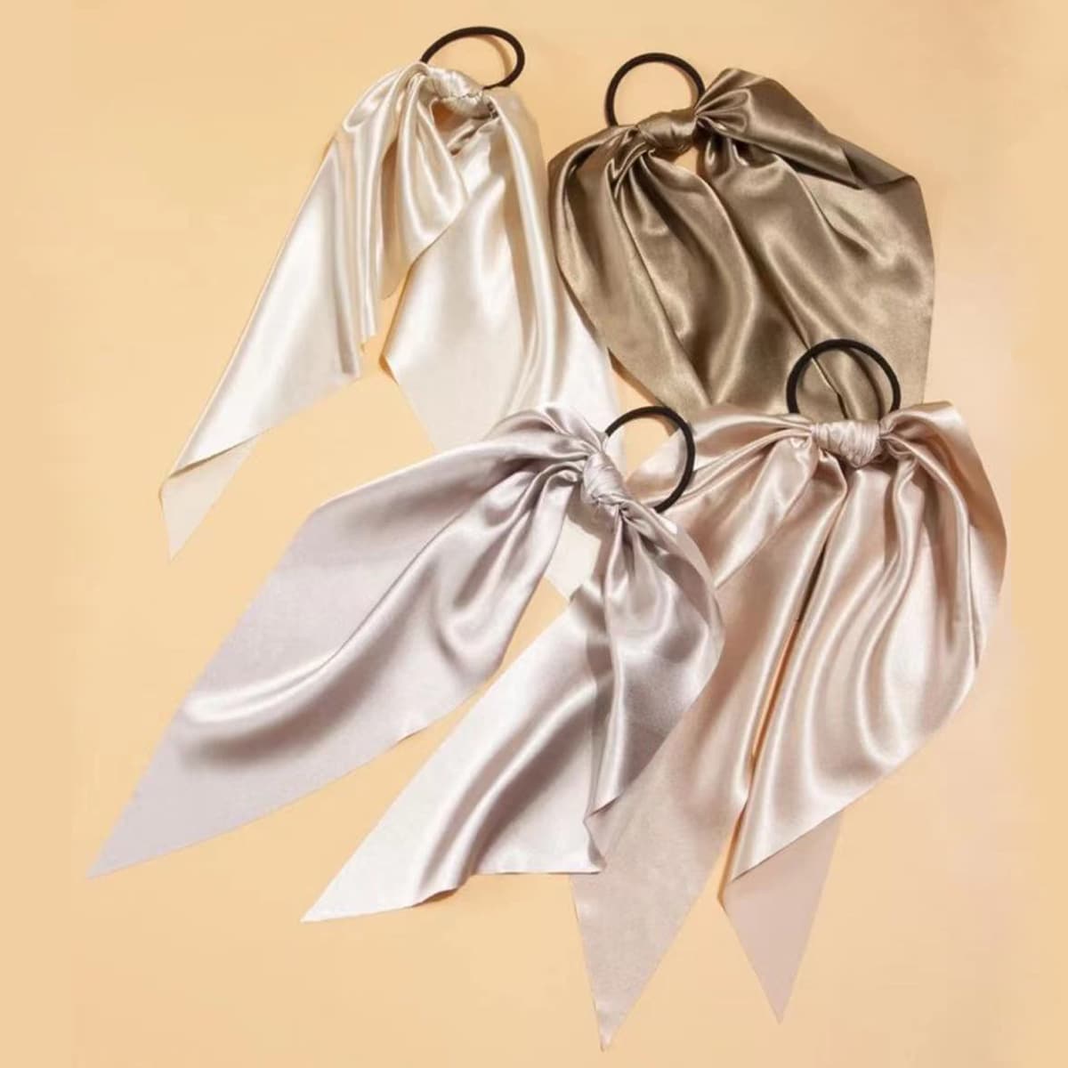 

4pcs Minimalist Scarf Decor Hair Tie, Multicolor