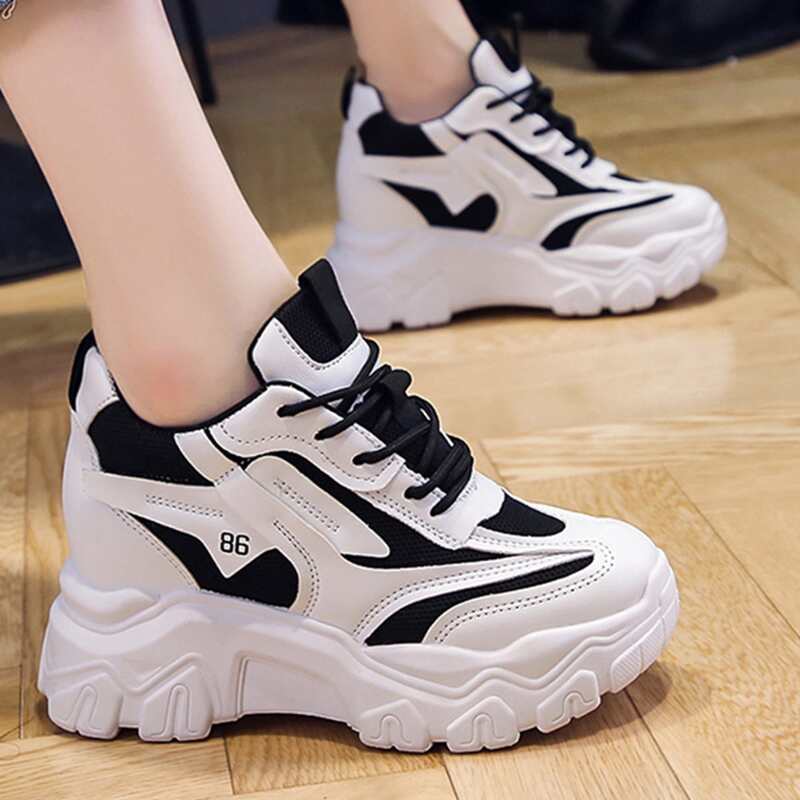 

Number Graphic Wedge Sneakers, Black