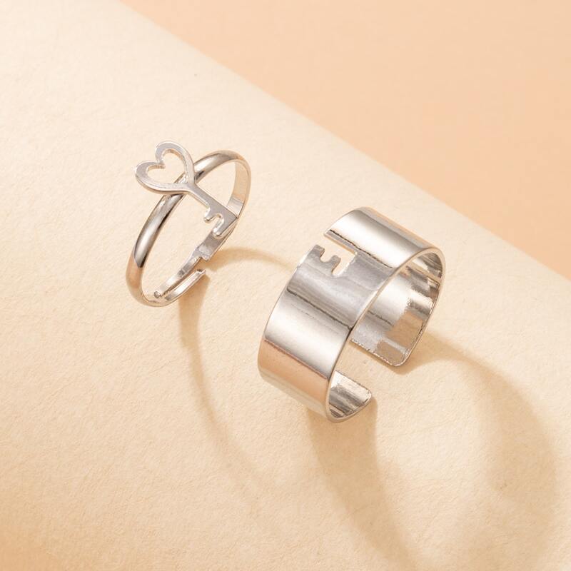 

2pcs Key Decor Ring, Silver