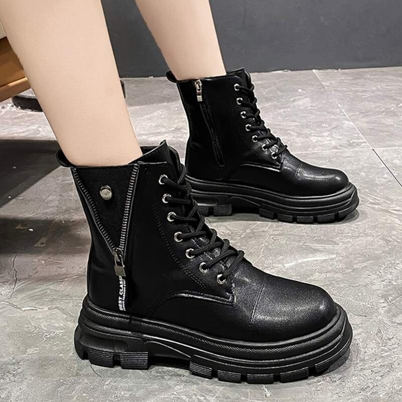 

Side Zip Combat Boots, Black