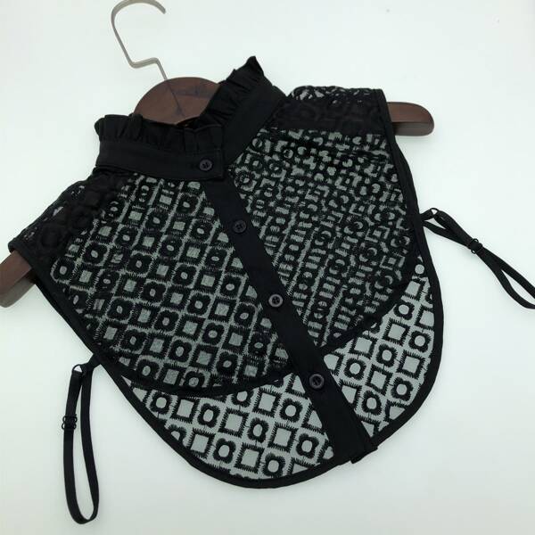 

Embroidered Detail Faux Dickey Collar, Black