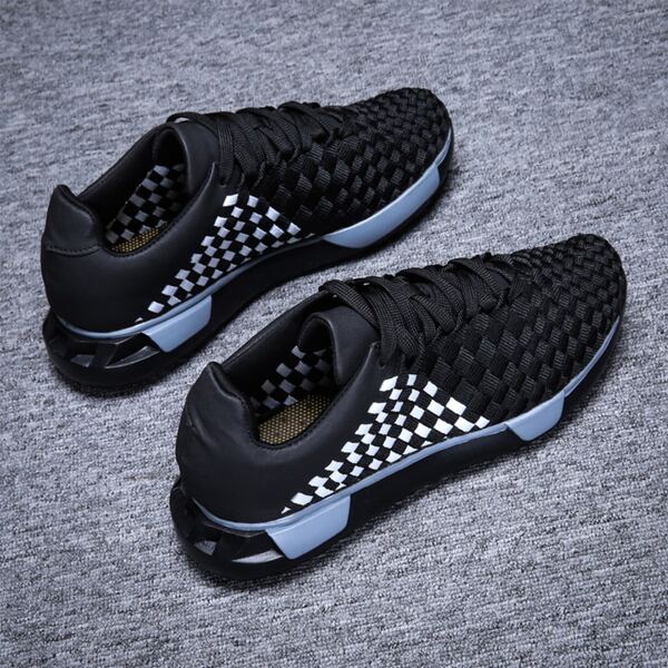 

Men Checkered Lace-up Sneakers, Black and white
