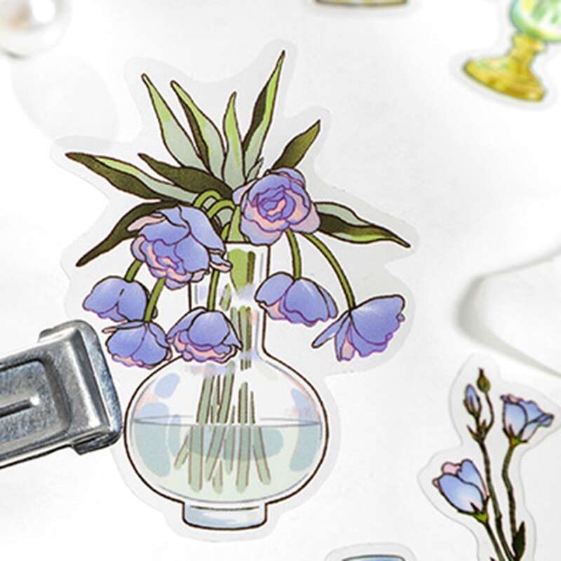 

40pcs Flower Print Random Sticker, Multicolor