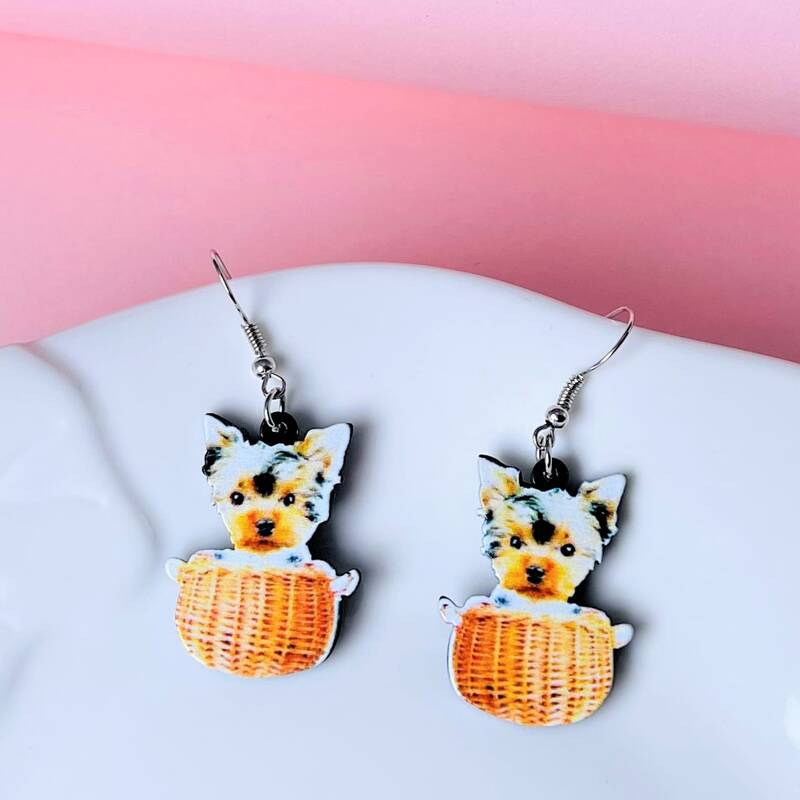 

Dog Drop Earrings, Multicolor