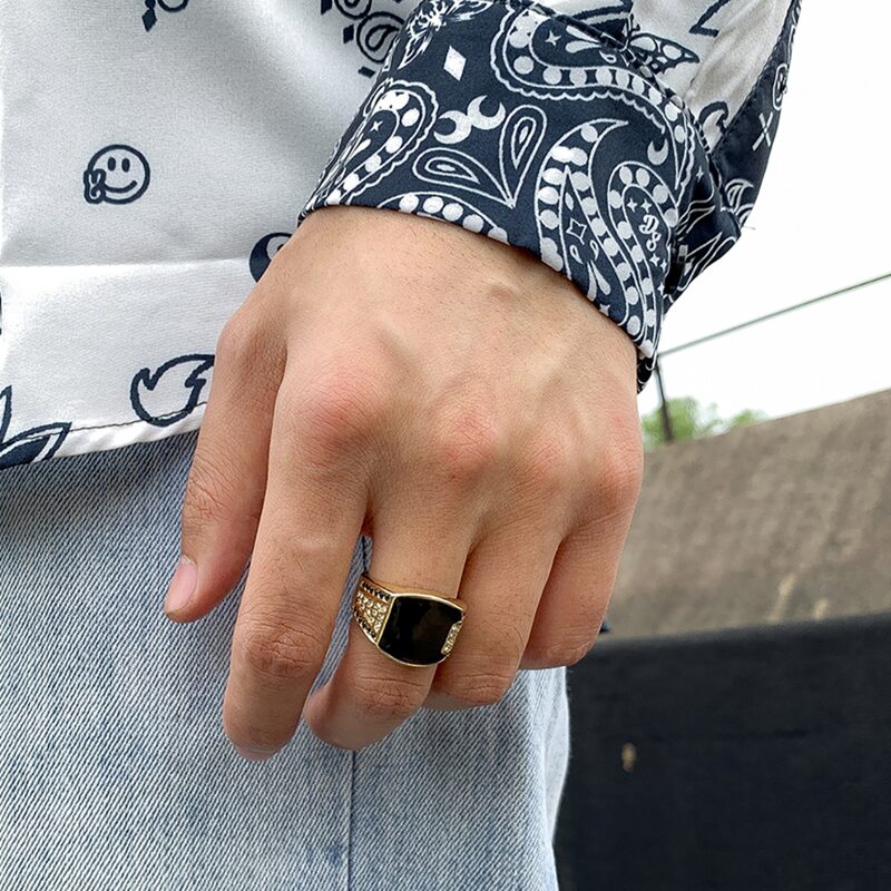

Guys Geo Decor Ring, Gold