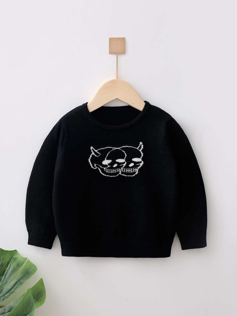 Niñas Jersey con patrón de cráneo - Negro - Ver 1