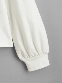 SHEIN Niñas Pullover unicolor ribete con fruncido