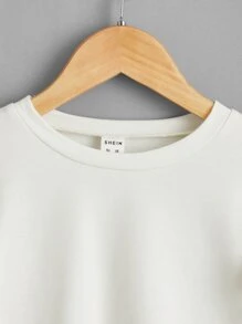 SHEIN Niñas Pullover unicolor ribete con fruncido