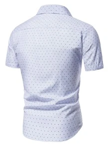 Manfinity Homme Men Argyle Print Button Up Shirt - Blue and White - View 2