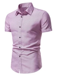 Manfinity Mode Camisa De Botones De Tartán Para Hombre - Rosa - Ver 1