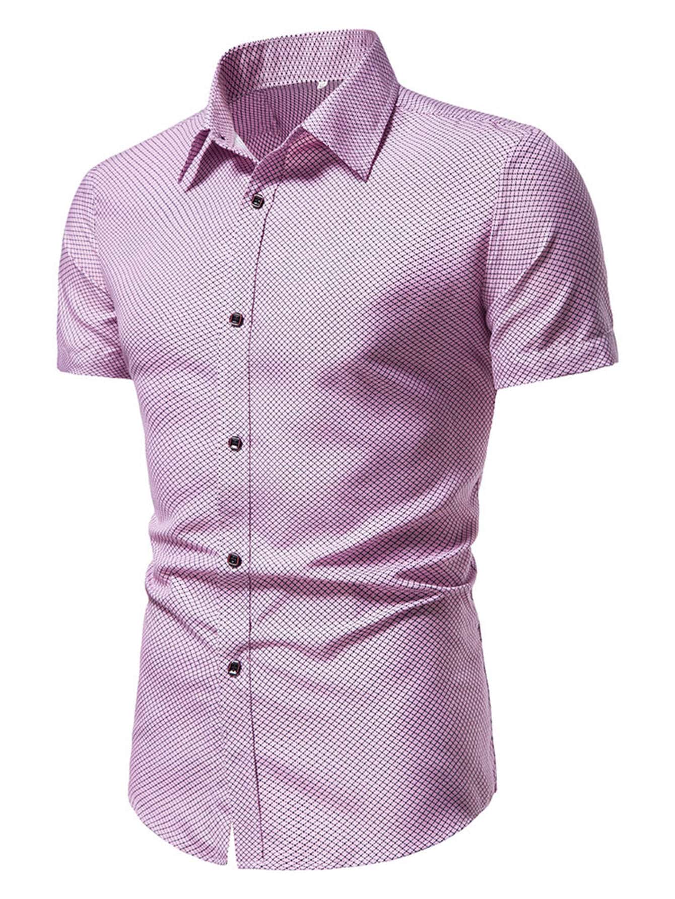 Manfinity Mode Camisa De Botones De Tartán Para Hombre - Rosa - Ver 1