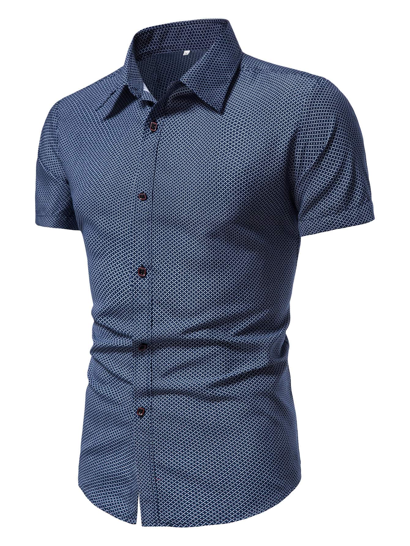 Manfinity Mode Men Button Front Plaid Print Shirt - Navy Blue - View 1