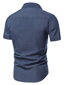 Manfinity Mode Men Button Front Plaid Print Shirt - Navy Blue - View 2