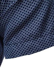 Manfinity Mode Men Button Front Plaid Print Shirt - Navy Blue - View 3