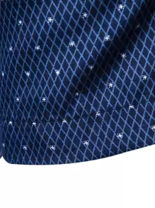 Manfinity Mode Men Argyle Print Button Up Shirt - Navy Blue - View 7