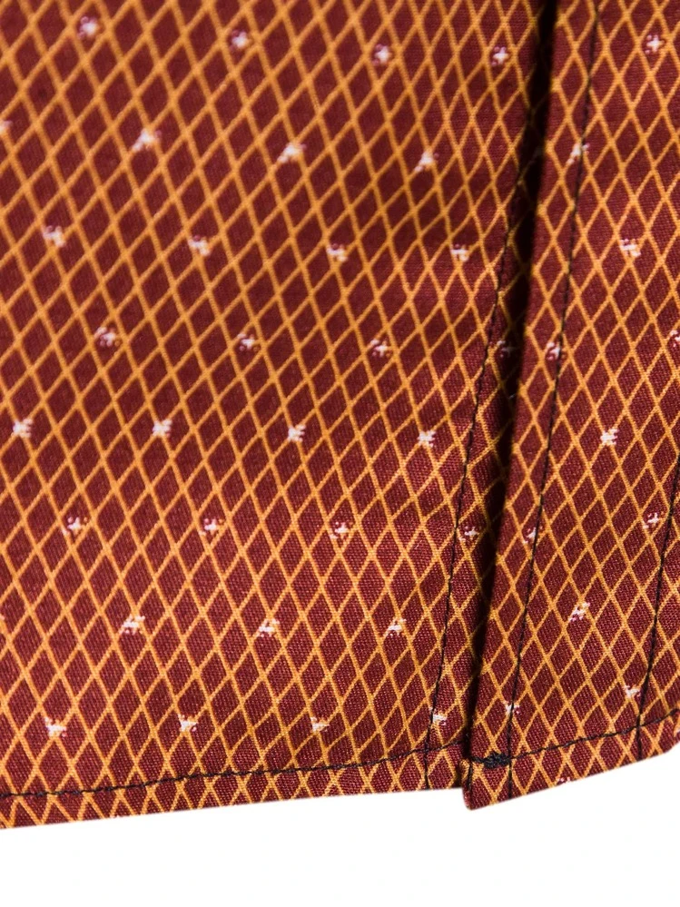 Manfinity Mode גברים הדפס משובץ מכופתר חולצה - כתום חלוד - ראה 4